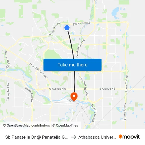 Sb Panatella Dr @ Panatella Ga NW to Athabasca University map