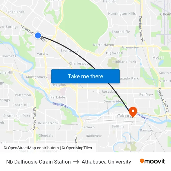 Nb Dalhousie Ctrain Station to Athabasca University map
