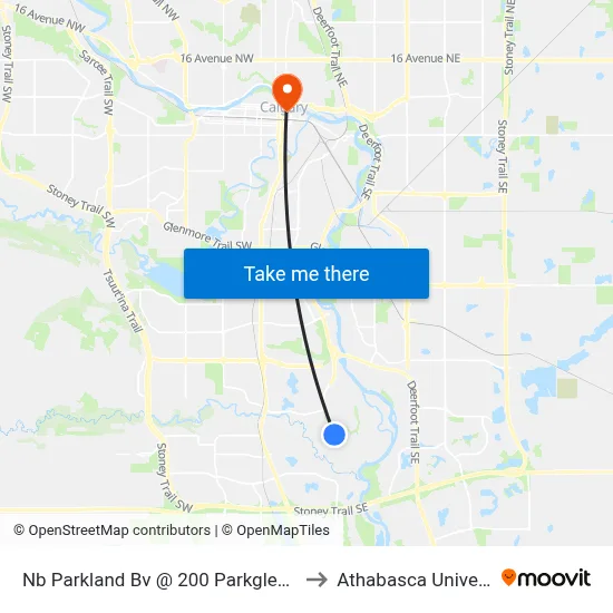 Nb Parkland Bv @ 200 Parkglen Pl SE to Athabasca University map