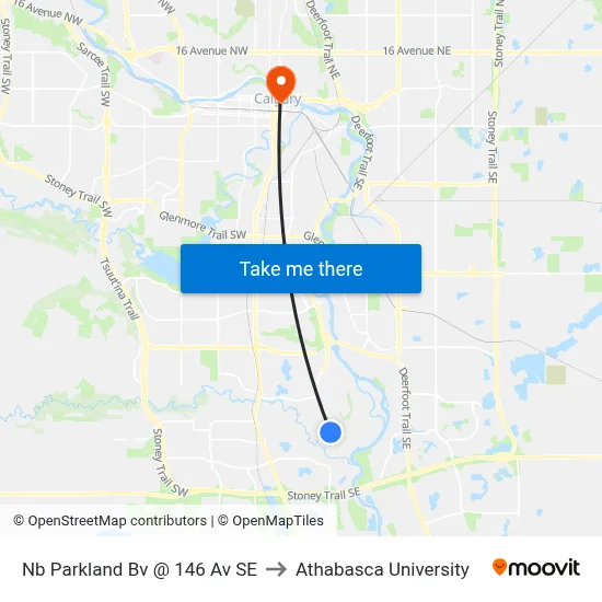 Nb Parkland Bv @ 146 Av SE to Athabasca University map