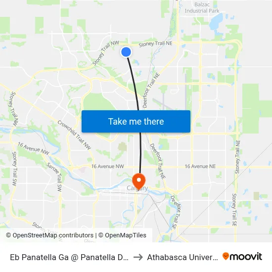 Eb Panatella Ga @ Panatella Dr NW to Athabasca University map