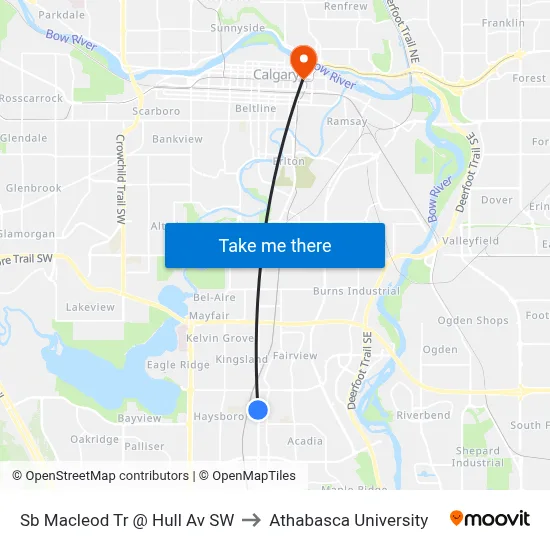 Sb Macleod Tr @ Hull Av SW to Athabasca University map