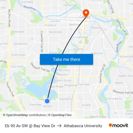 Eb 90 Av SW @ Bay View Dr to Athabasca University map
