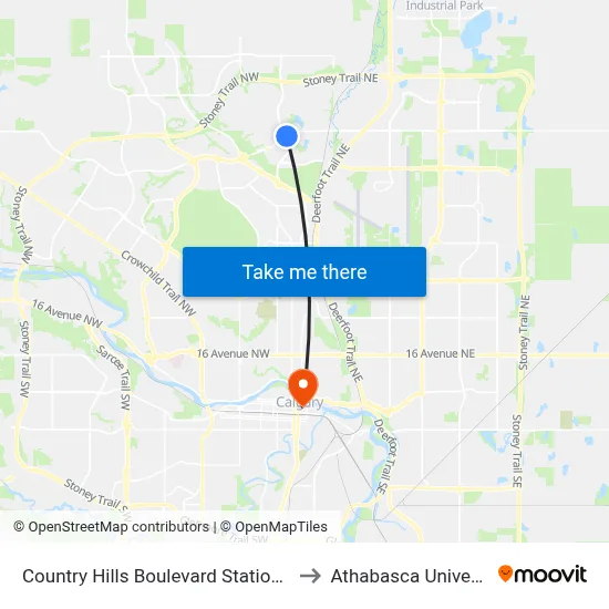 Country Hills Boulevard Station (Sb) to Athabasca University map