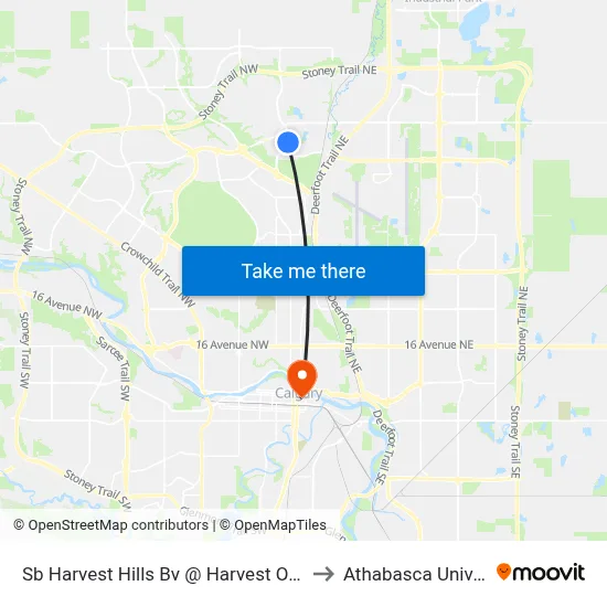 Sb Harvest Hills Bv @ Harvest Oak Ga NE to Athabasca University map