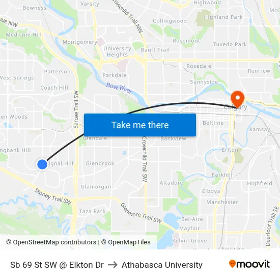 Sb 69 St SW @ Elkton Dr to Athabasca University map