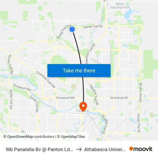 Wb Panatella Bv @ Panton Ld NW to Athabasca University map