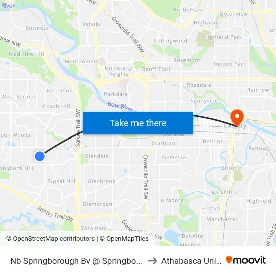 Nb Springborough Bv @ Springborough Ga SW to Athabasca University map
