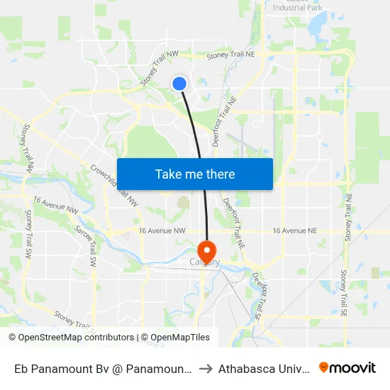 Eb Panamount Bv @ Panamount Ln NW to Athabasca University map