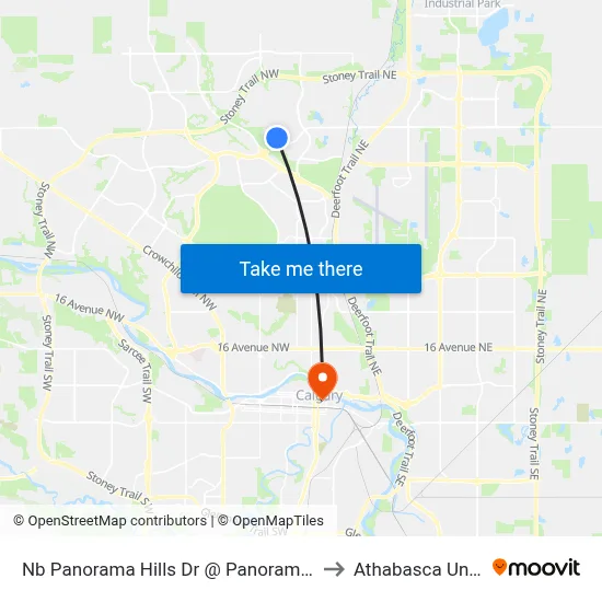 Nb Panorama Hills Dr @ Panorama Hills Ga NW to Athabasca University map