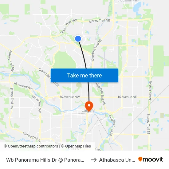 Wb Panorama Hills Dr @ Panorama Hills Gr NW to Athabasca University map
