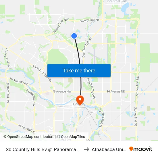 Sb Country Hills Bv @ Panorama Hills Wy NW to Athabasca University map