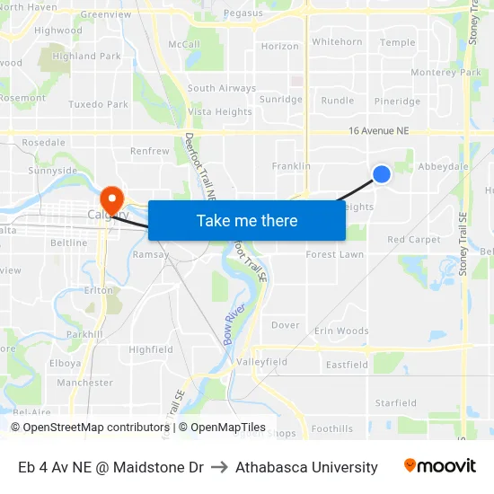 Eb 4 Av NE @ Maidstone Dr to Athabasca University map