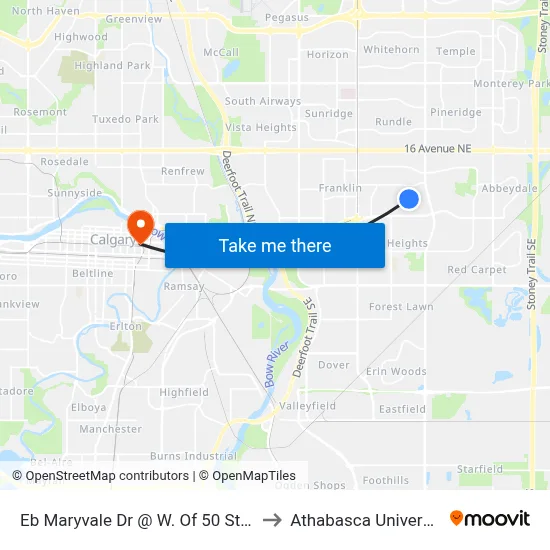 Eb Maryvale Dr @ W. Of 50 St NE to Athabasca University map
