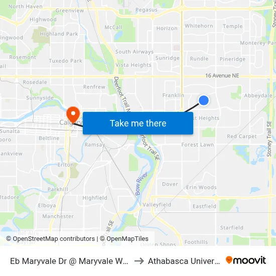 Eb Maryvale Dr @ Maryvale Wy NE to Athabasca University map