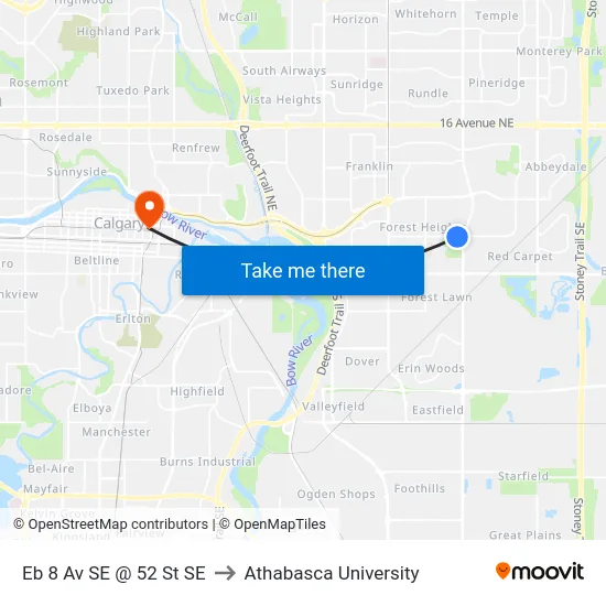 Eb 8 Av SE @ 52 St SE to Athabasca University map