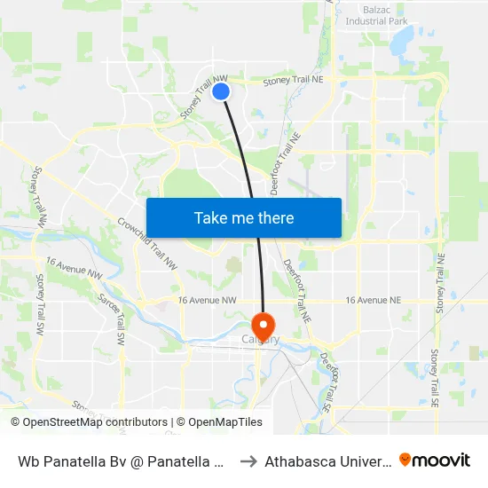 Wb Panatella Bv @ Panatella Hl NW to Athabasca University map