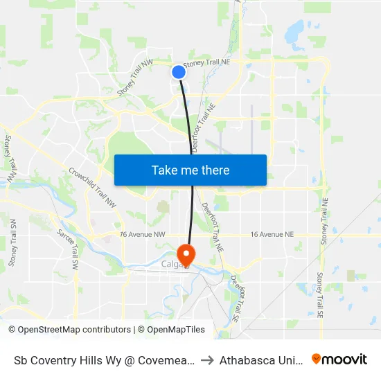 Sb Coventry Hills Wy @ Covemeadow Rd NE to Athabasca University map