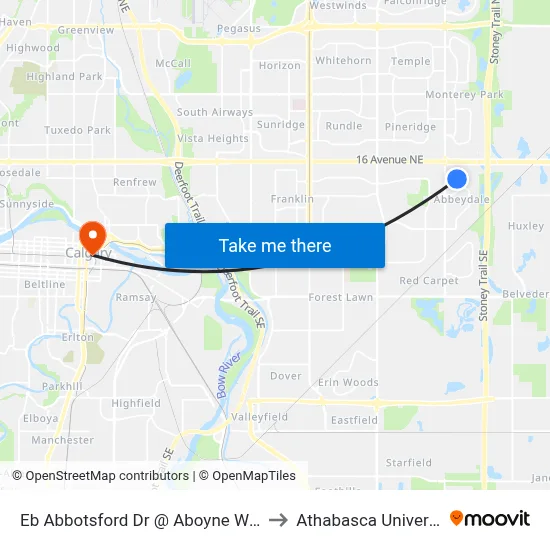 Eb Abbotsford Dr @ Aboyne Wy NE to Athabasca University map