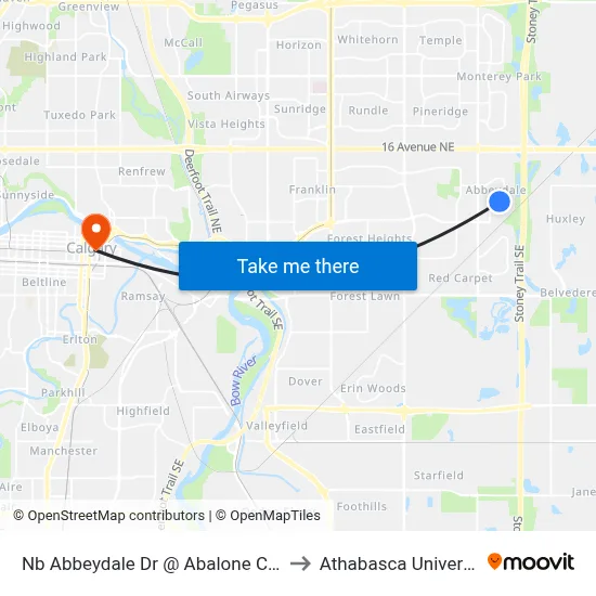 Nb Abbeydale Dr @ Abalone Cr NE to Athabasca University map