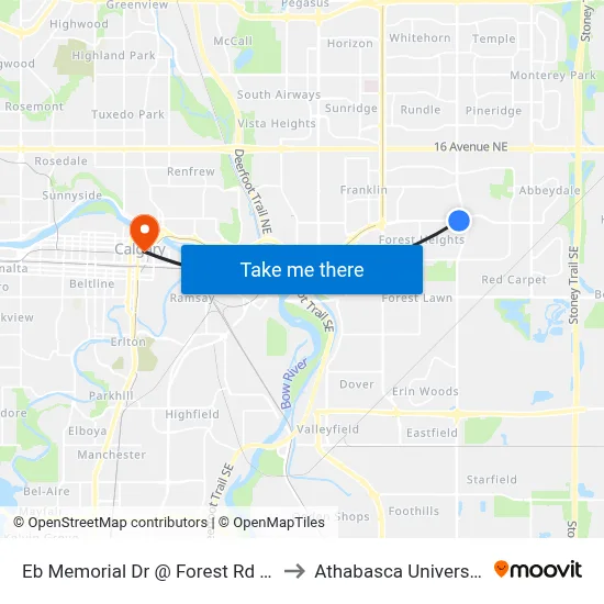 Eb Memorial Dr @ Forest Rd SE to Athabasca University map