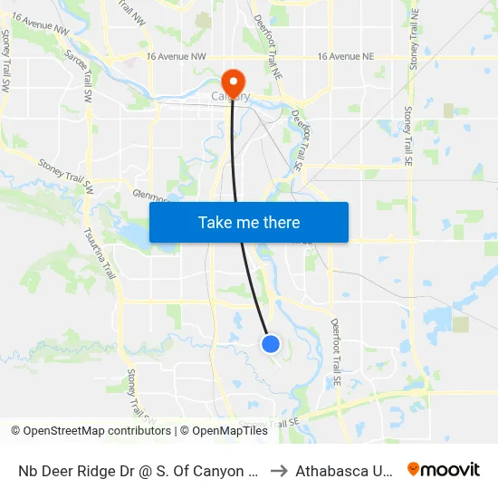 Nb Deer Ridge Dr @ S. Of Canyon Meadows Dr SE to Athabasca University map