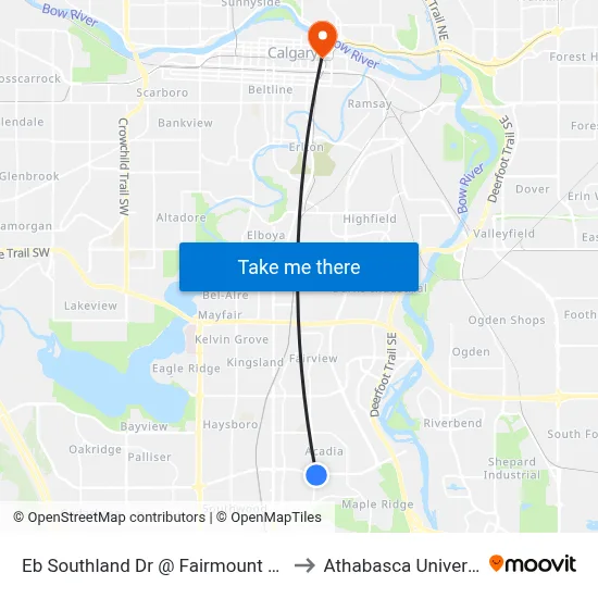 Eb Southland Dr @ Fairmount Dr SE to Athabasca University map
