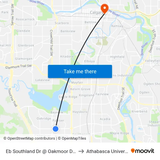 Eb Southland Dr @ Oakmoor Dr SW to Athabasca University map