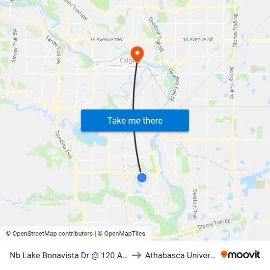 Nb Lake Bonavista Dr @ 120 Av SE to Athabasca University map