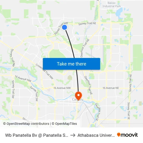 Wb Panatella Bv @ Panatella St NW to Athabasca University map