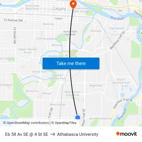 Eb 58 Av SE @ 4 St SE to Athabasca University map