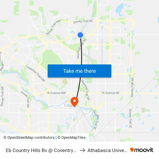 Eb Country Hills Bv @ Coventry Bv NE to Athabasca University map