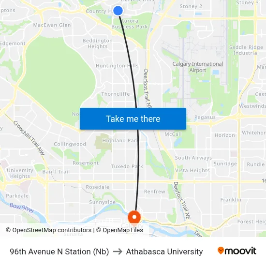 96th Avenue N Station (Nb) to Athabasca University map