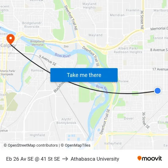 Eb 26 Av SE @ 41 St SE to Athabasca University map