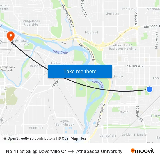Nb 41 St SE @ Doverville Cr to Athabasca University map