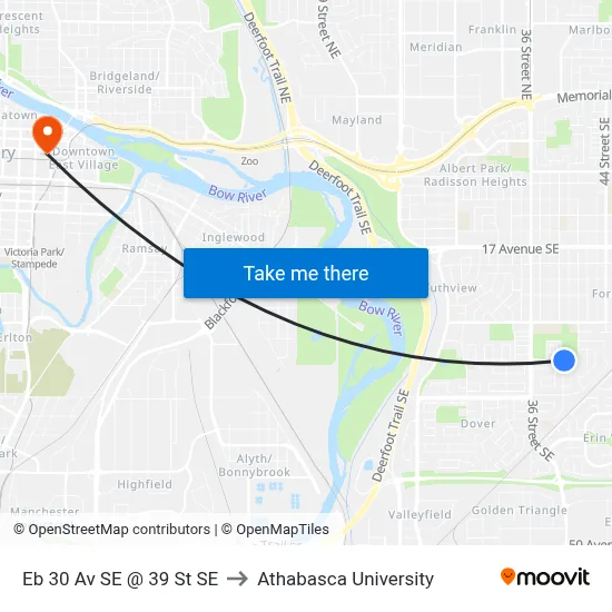 Eb 30 Av SE @ 39 St SE to Athabasca University map