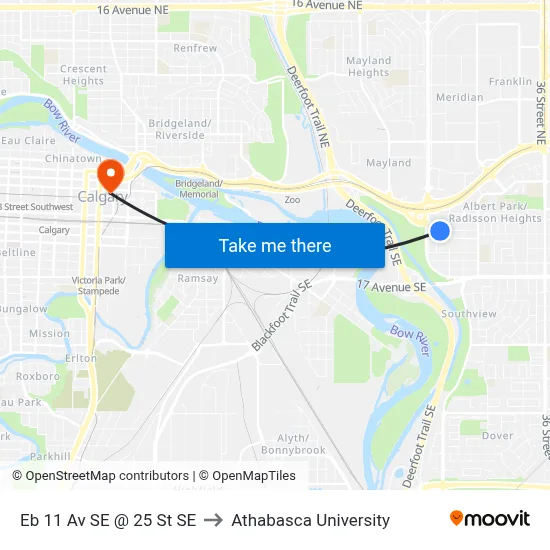 Eb 11 Av SE @ 25 St SE to Athabasca University map
