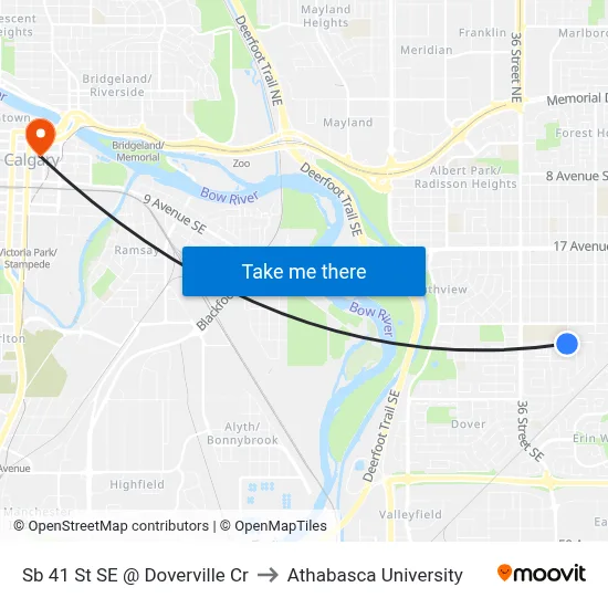 Sb 41 St SE @ Doverville Cr to Athabasca University map