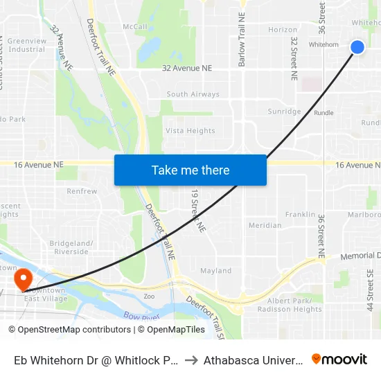 Eb Whitehorn Dr @ Whitlock Pl NE to Athabasca University map