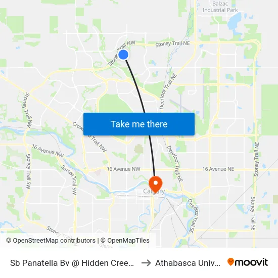 Sb Panatella Bv @ Hidden Creek Bv NW to Athabasca University map