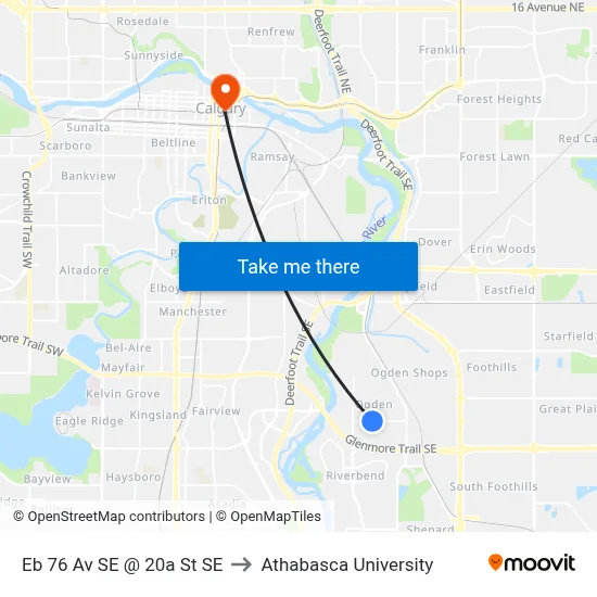 Eb 76 Av SE @ 20a St SE to Athabasca University map