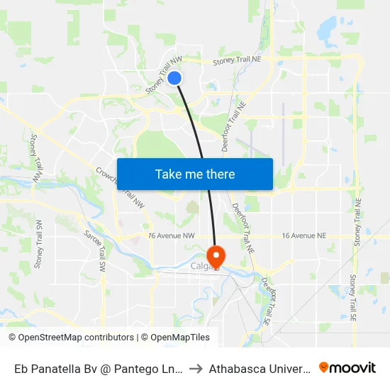 Eb Panatella Bv @ Pantego Ln NW to Athabasca University map