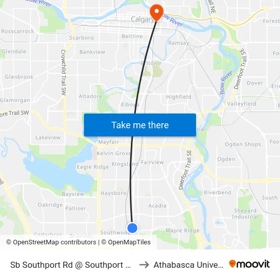 Sb Southport Rd @ Southport Wy SW to Athabasca University map