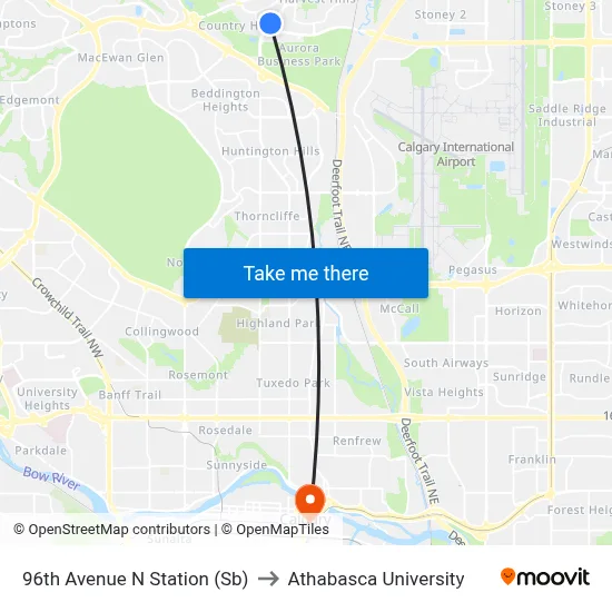 96th Avenue N Station (Sb) to Athabasca University map
