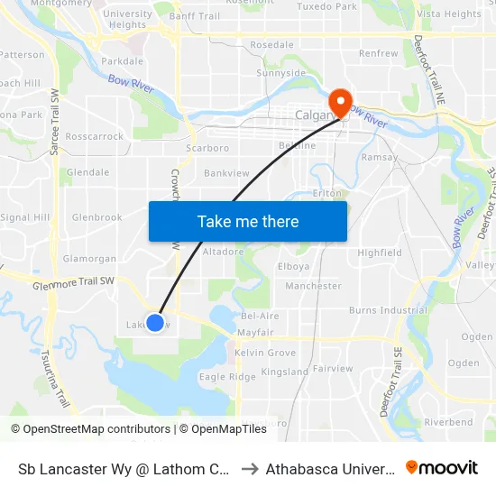 Sb Lancaster Wy @ Lathom Cr SW to Athabasca University map