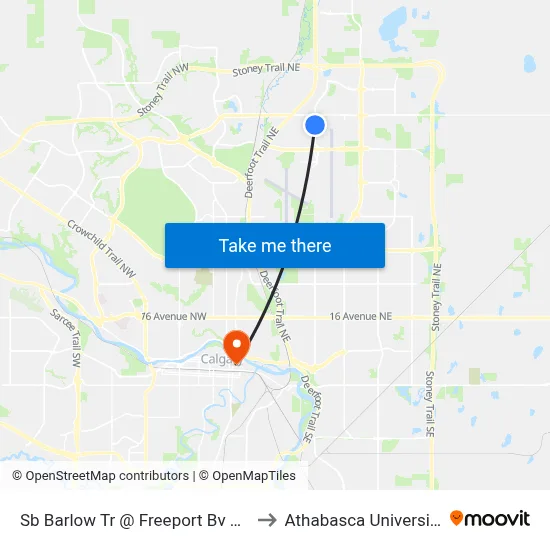 Sb Barlow Tr @ Freeport Bv NE to Athabasca University map