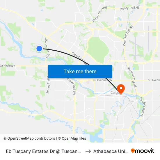 Eb Tuscany Estates Dr @ Tuscany Glen Pa NW to Athabasca University map