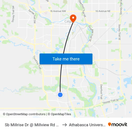 Sb Millrise Dr @ Millview Rd SW to Athabasca University map