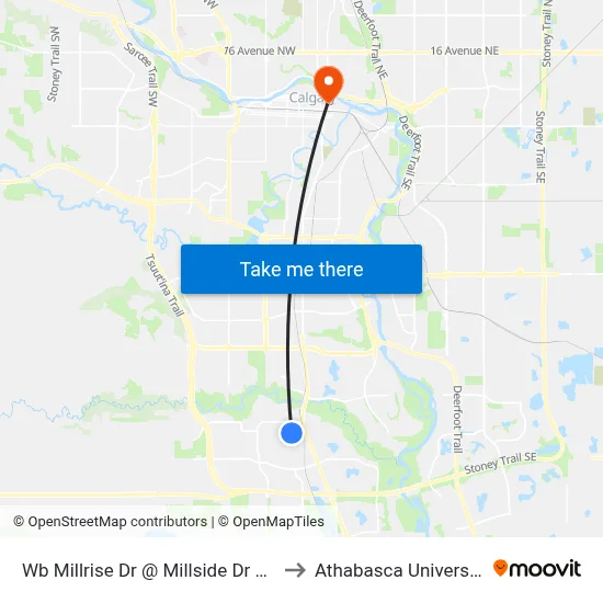 Wb Millrise Dr @ Millside Dr SW to Athabasca University map