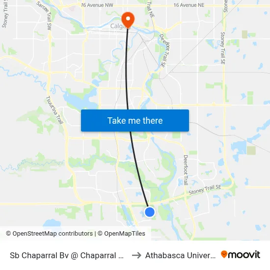 Sb Chaparral Bv @ Chaparral Dr SE to Athabasca University map